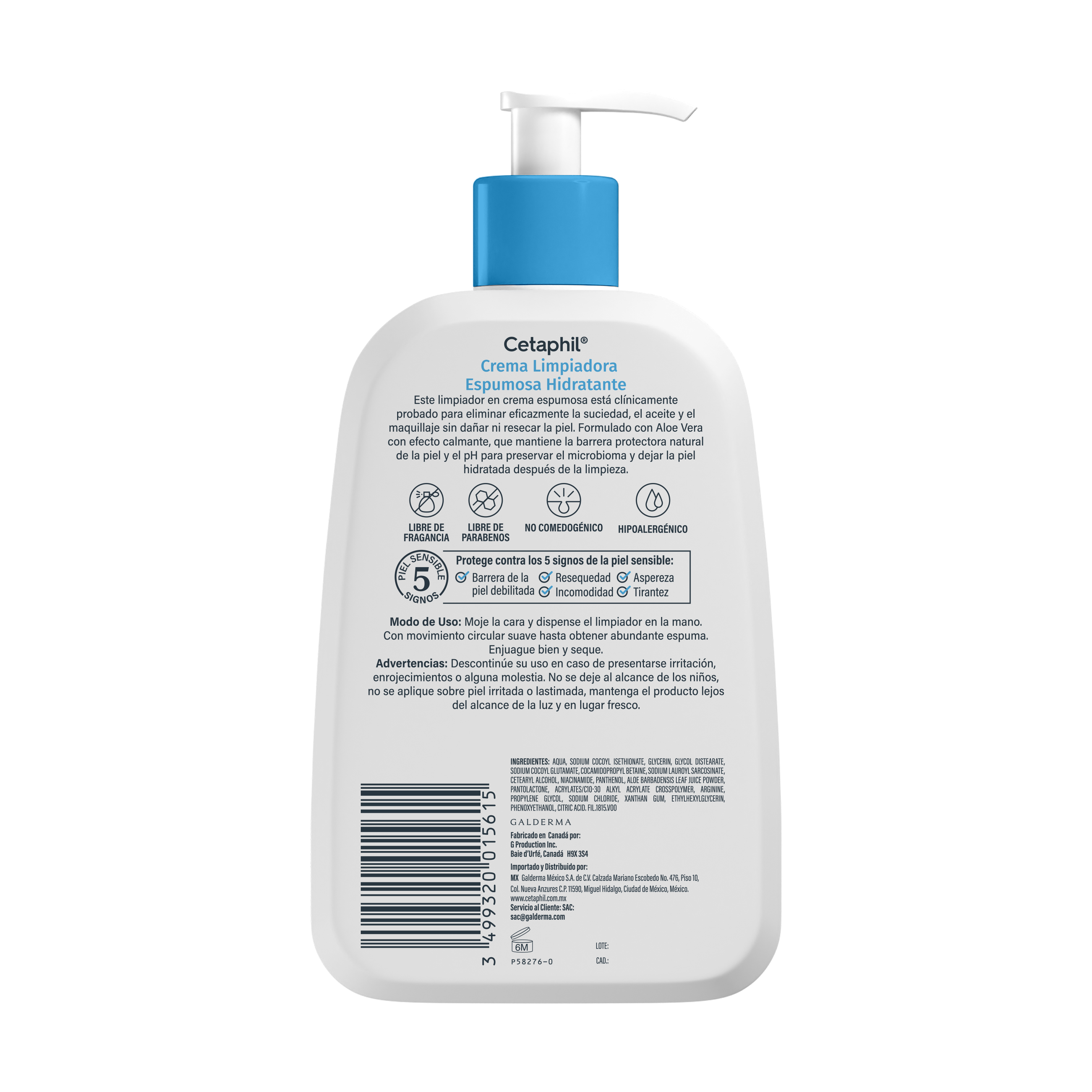 CETAPHIL Crema Limpiadora Espumosa Hidratante (473ml)