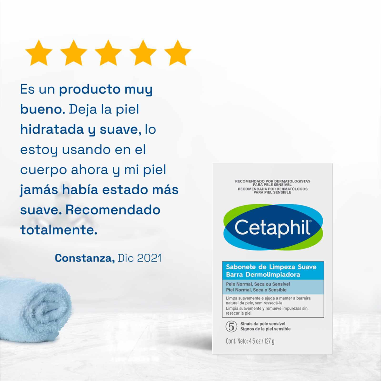 CETAPHIL Barra Dermolimpiadora de Limpieza Suave