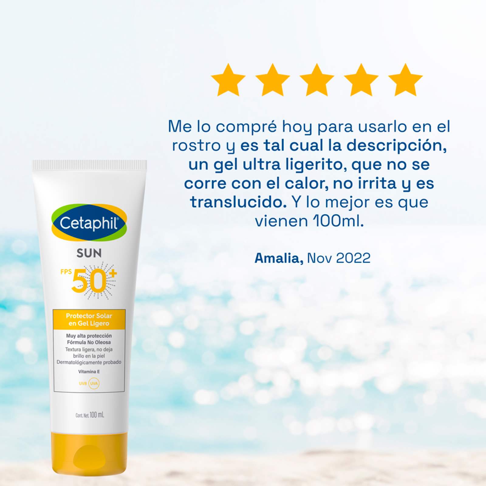 CETAPHIL Sun FPS 50+ Protector Solar en Gel Ligero (100ml)